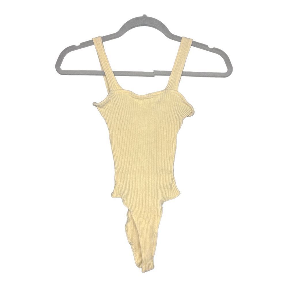 yellow ribbed body suit nwot